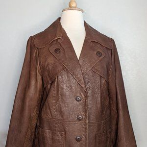 Western-Style Leather Jacket by Karen Kane in Tobacco Brown   Size 2X